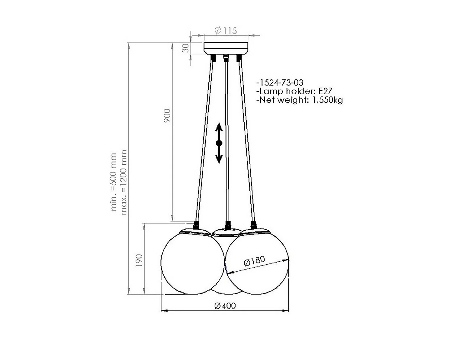 Suspension Potenza, Or, 40x40x120 cm, EPIKASA