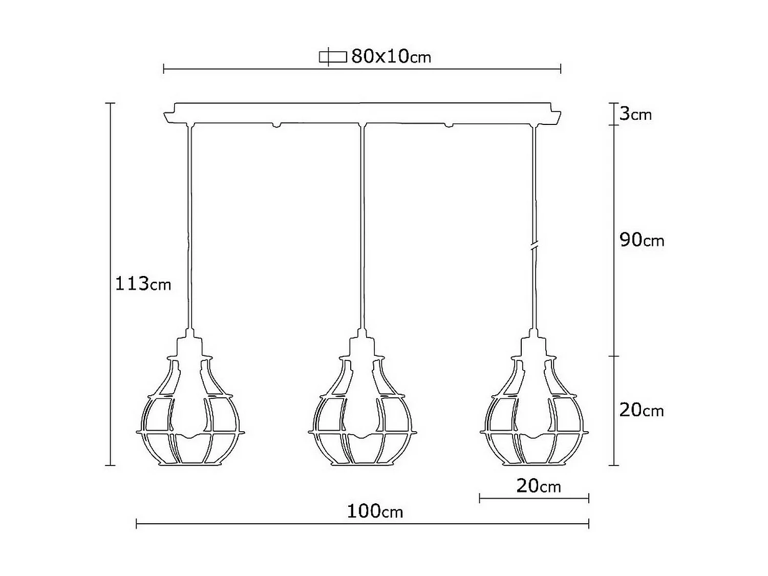 Hanglamp Urbino - Zwart - 100x20x113 cm - EPIKASA