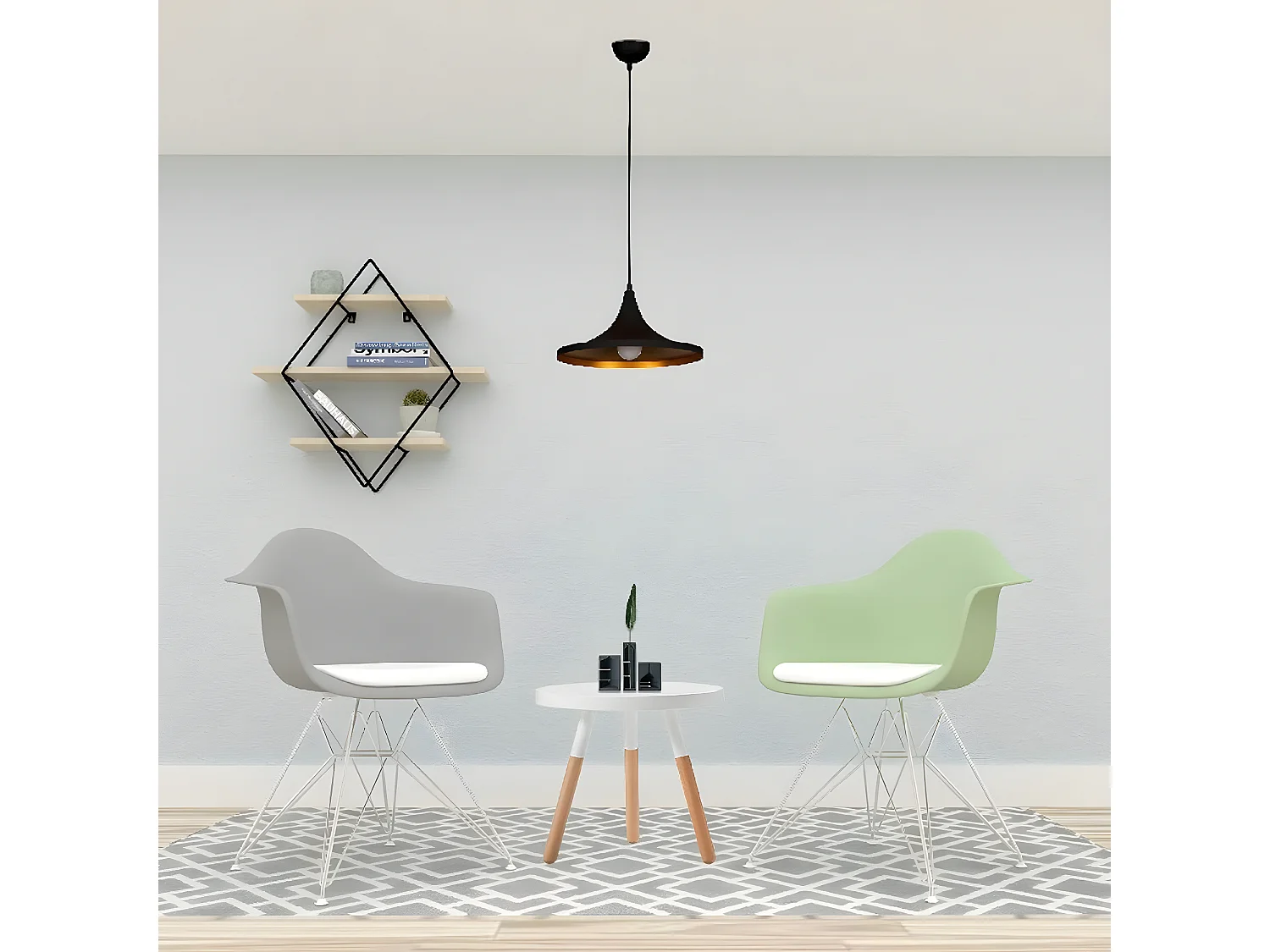 Suspension Varese, Noir, 36x36x113 cm, EPIKASA