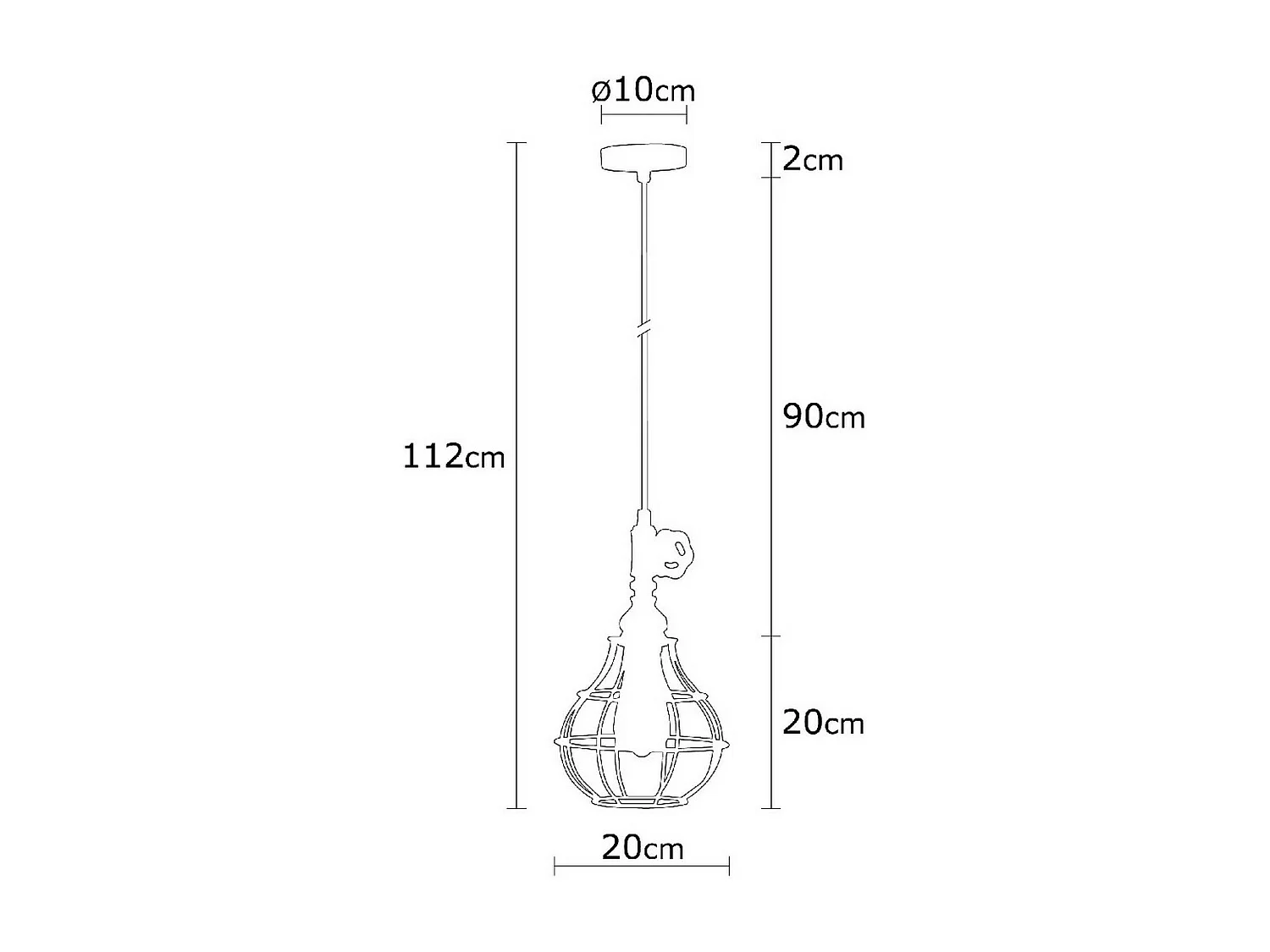 Suspension Pisa, Noir, 20x20x112 cm, EPIKASA