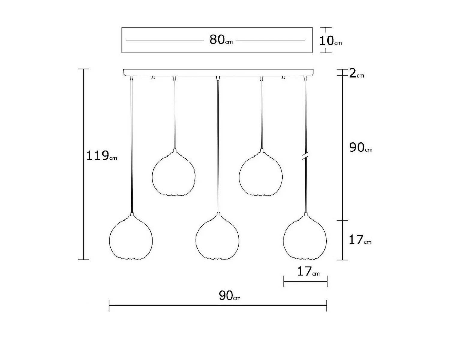 Hanglamp Siena - Zwart - 90x17x119 cm - EPIKASA