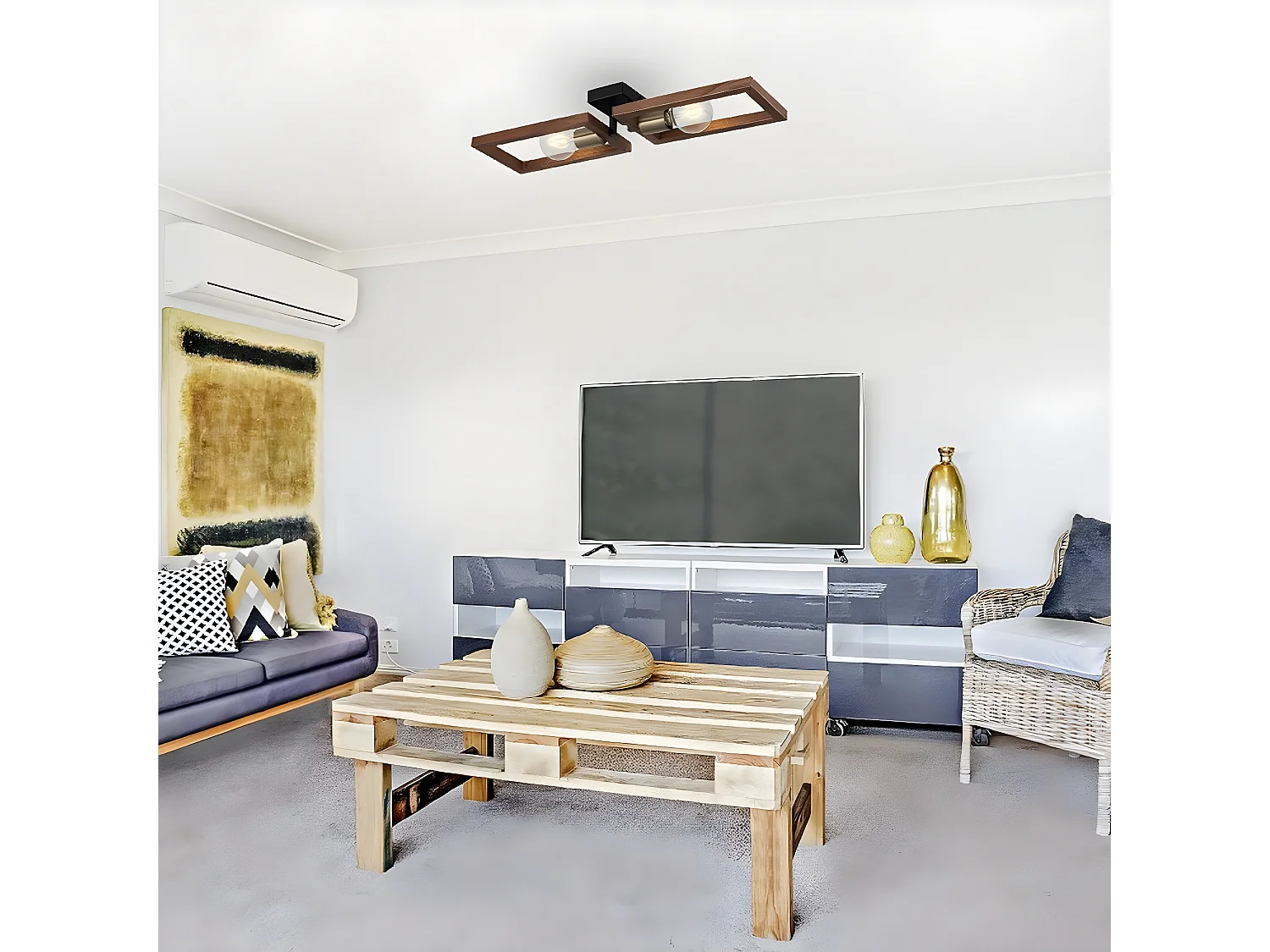 Plafondlamp Como - Hout - 62x17x9 cm - EPIKASA