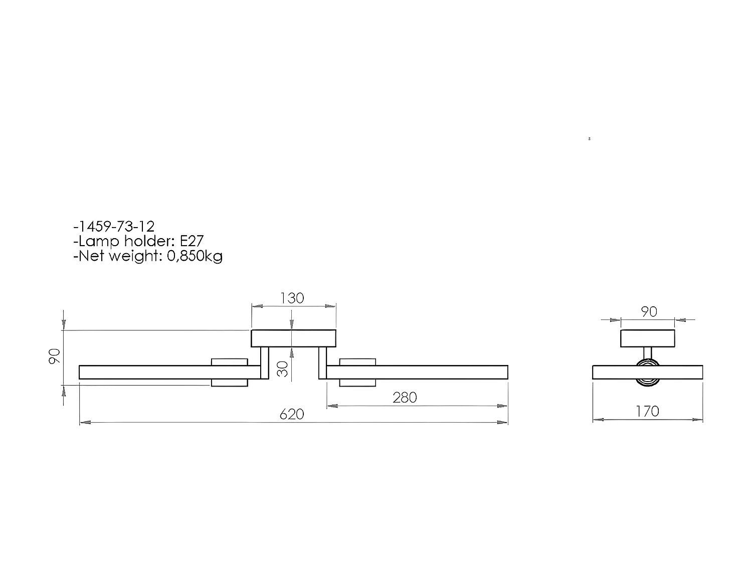 Plafondlamp Como - Hout - 62x17x9 cm - EPIKASA