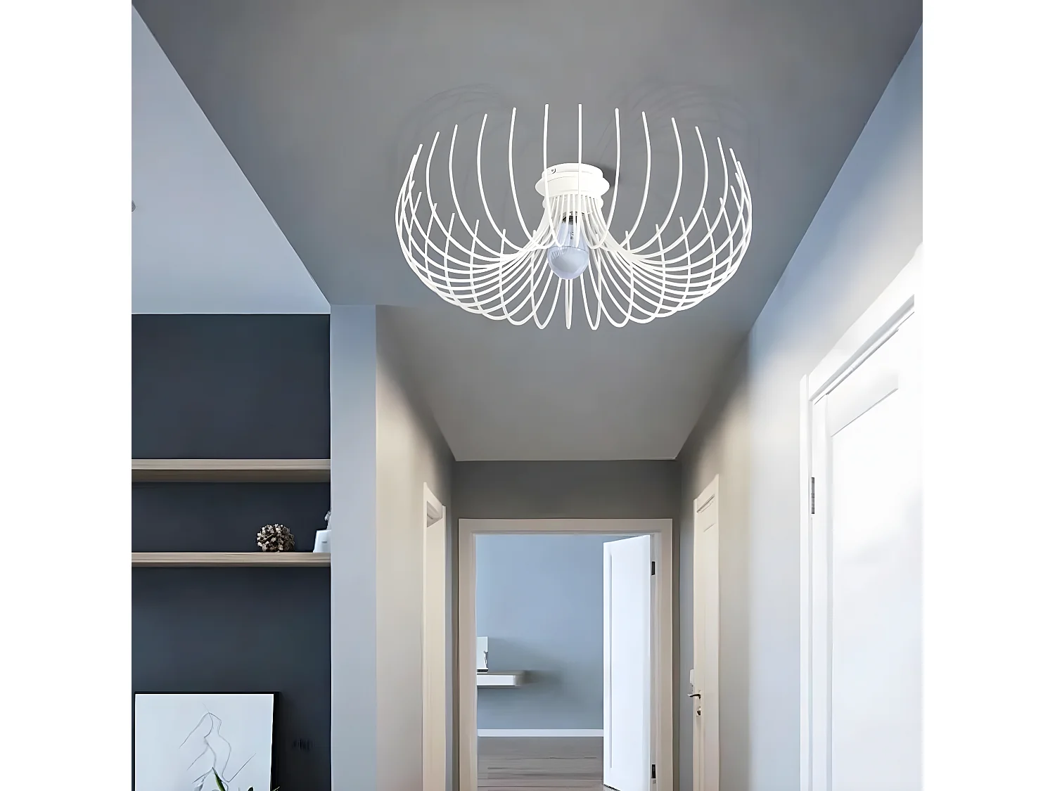 Plafonnier Carrara, Blanc, 56x56x16 cm, EPIKASA