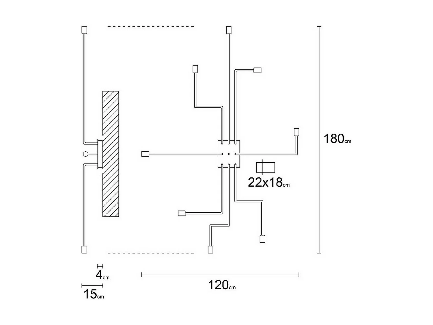 Plafondlamp Trapani - Zwart - 180x120x15 cm - EPIKASA