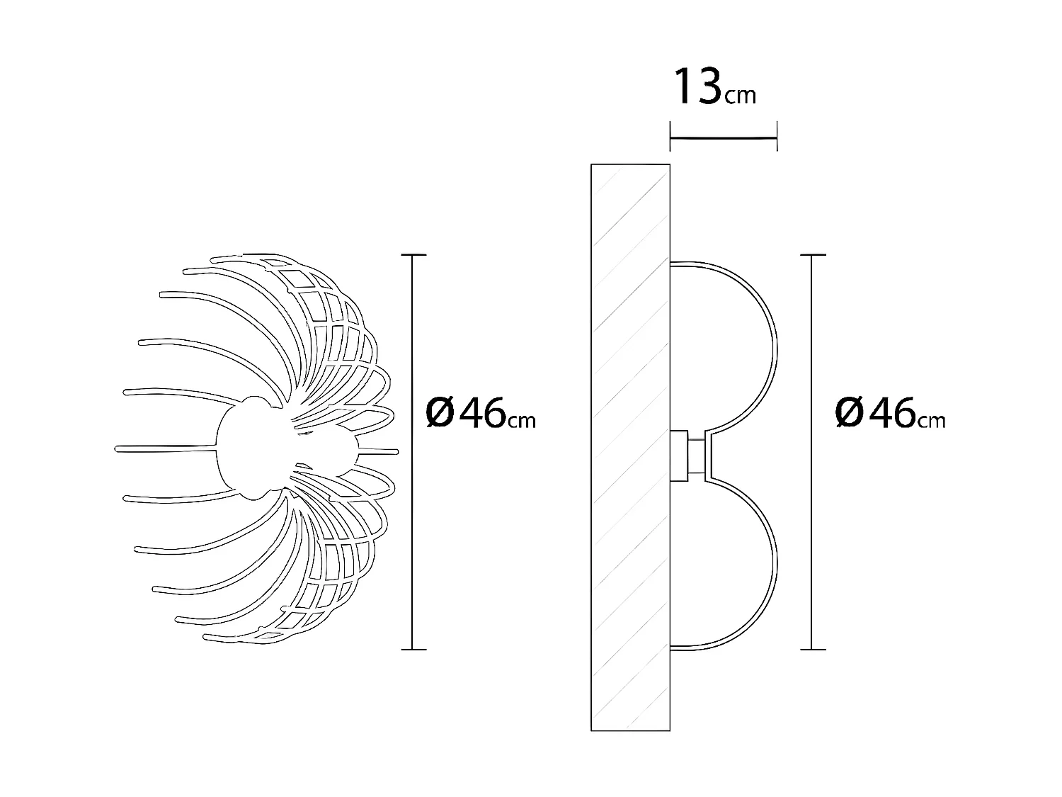 Plafonnier Carrara, Noir, 46x46x13 cm, EPIKASA