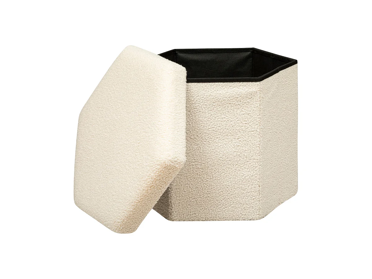 Sechseckiger Pouf mit Locken 40 x 45 cm