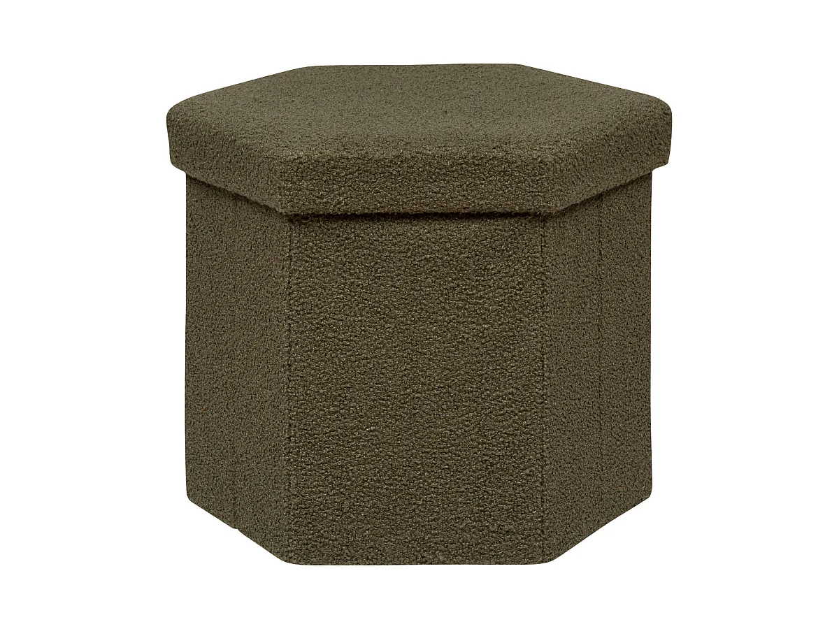 Pouf pliant et Coffre de rangement en tissu à bouclettes Vert Kaki