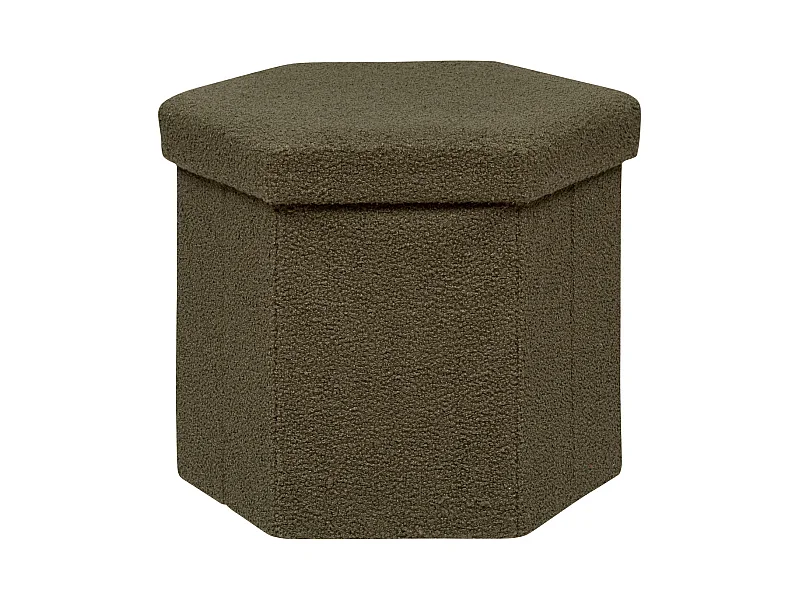 Pouf pliant et Coffre de rangement en tissu à bouclettes Vert Kaki