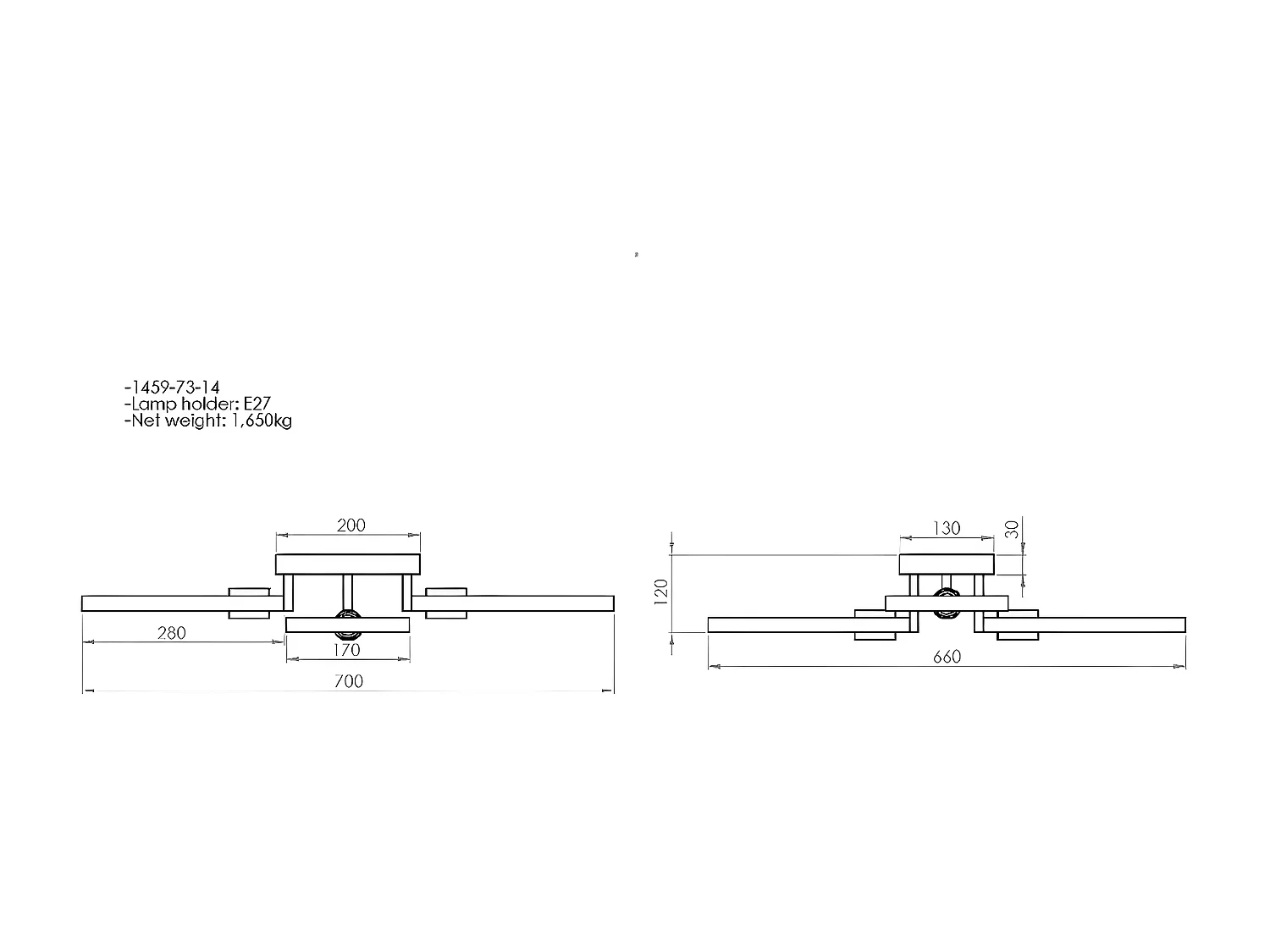 Plafondlamp Como - Hout - 70x66x12 cm - EPIKASA