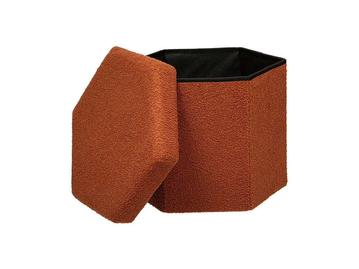 Pouf pliant et Coffre de rangement en tissu à bouclettes Ambre