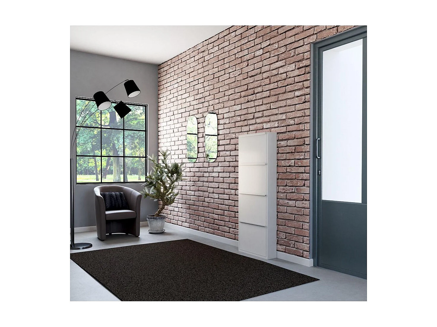 Meuble range chaussures en acier 4 abattants Brice Blanc