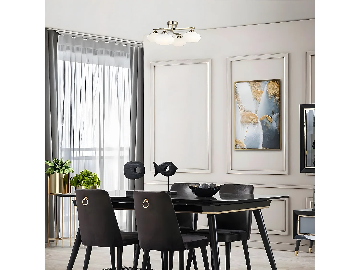 Plafonnier Udine, Or, 63x63x29 cm, EPIKASA