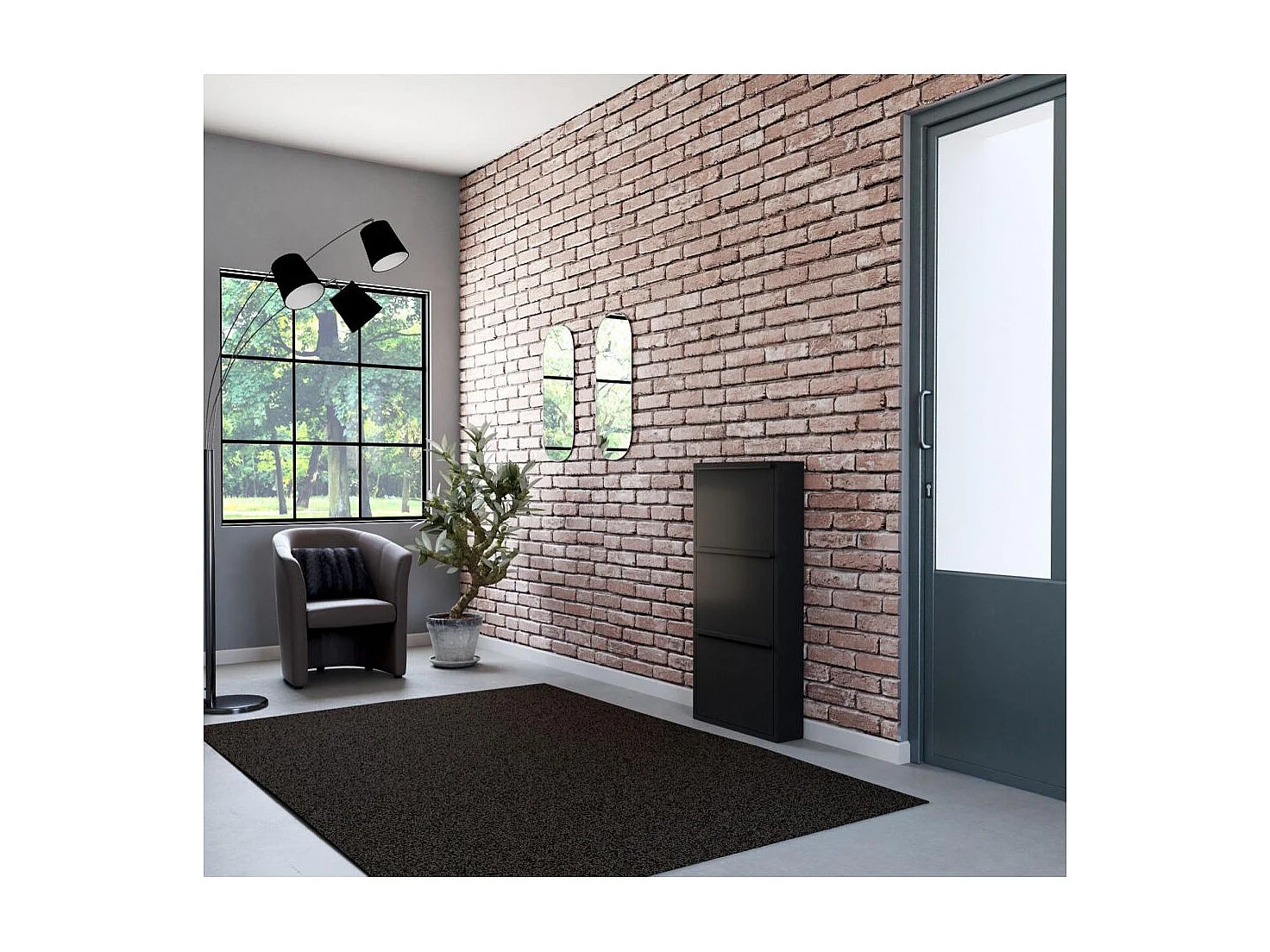 Meuble range chaussures en acier 3 abattants Brice