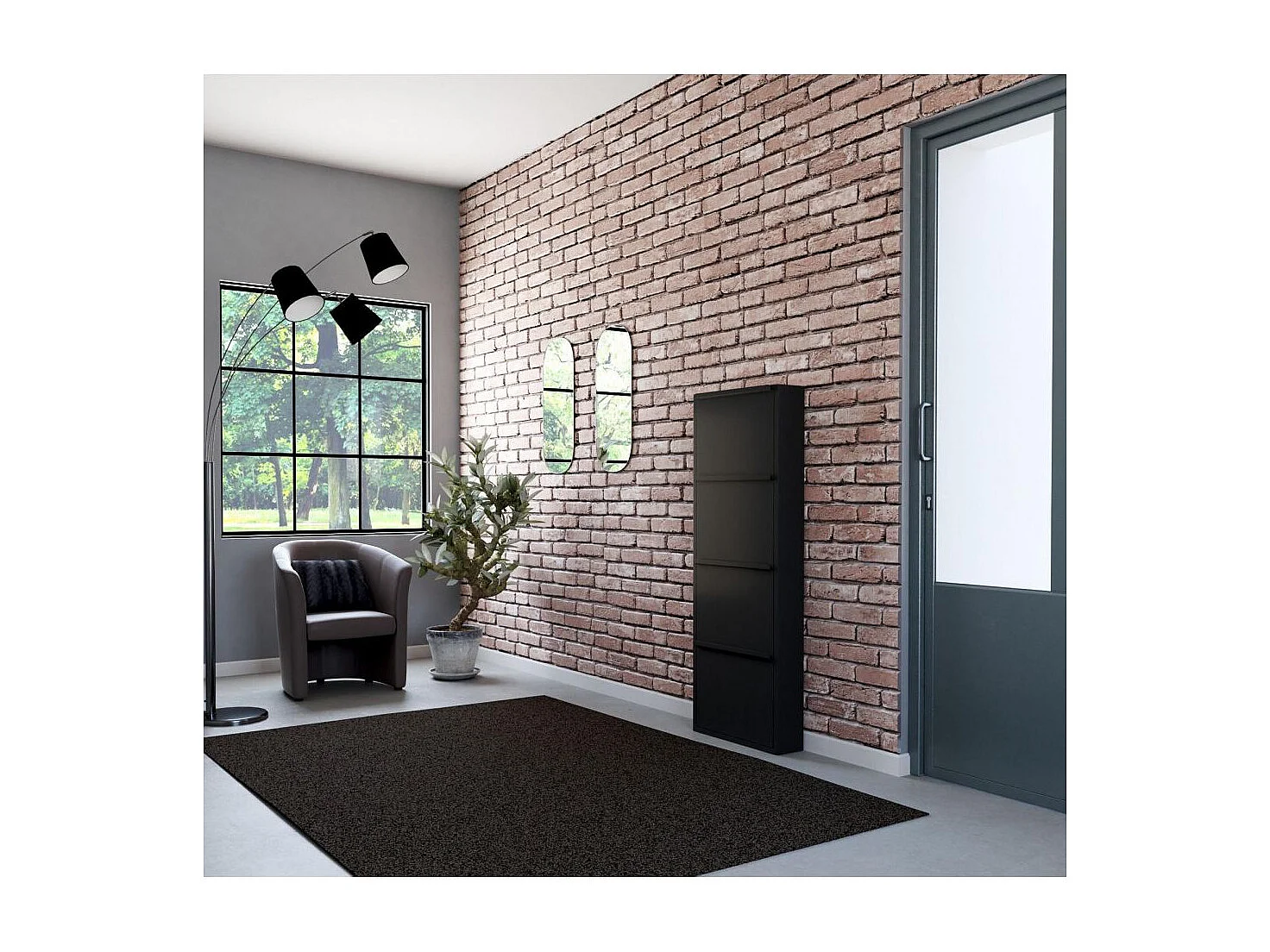 Meuble range chaussures en acier 4 abattants Brice Noir