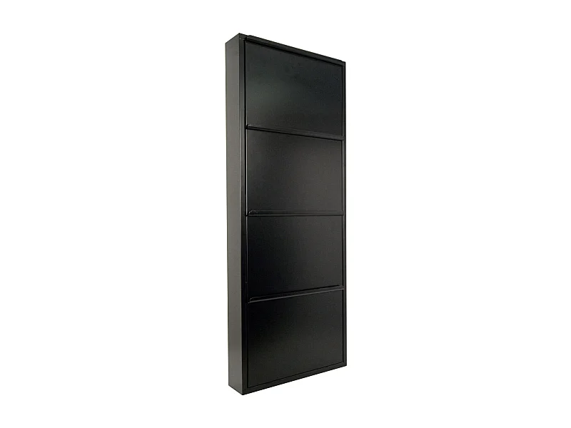 Meuble range chaussures en acier 4 abattants Brice Noir