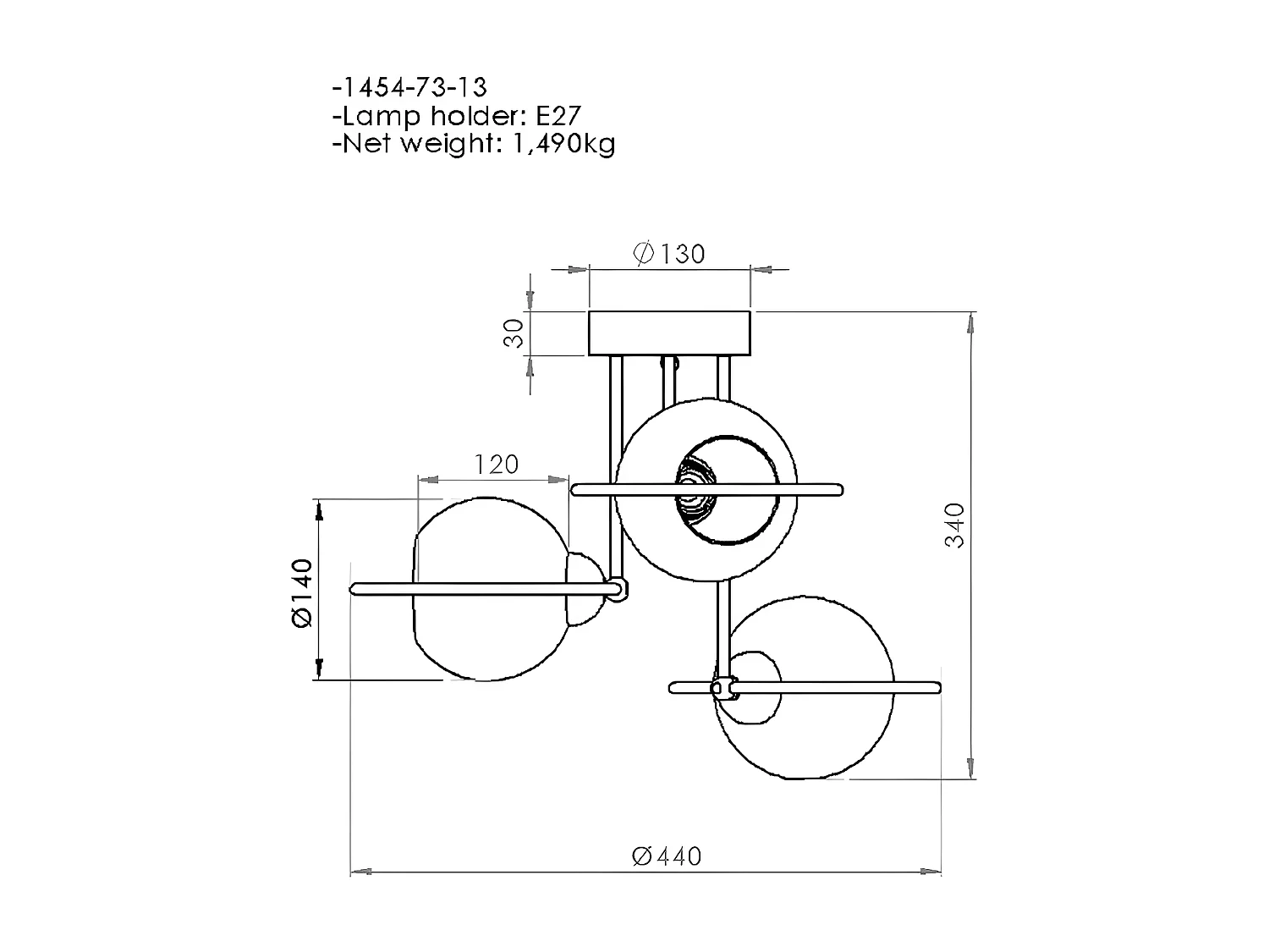 Plafonnier Sassari, Noir, 44x44x34 cm, EPIKASA