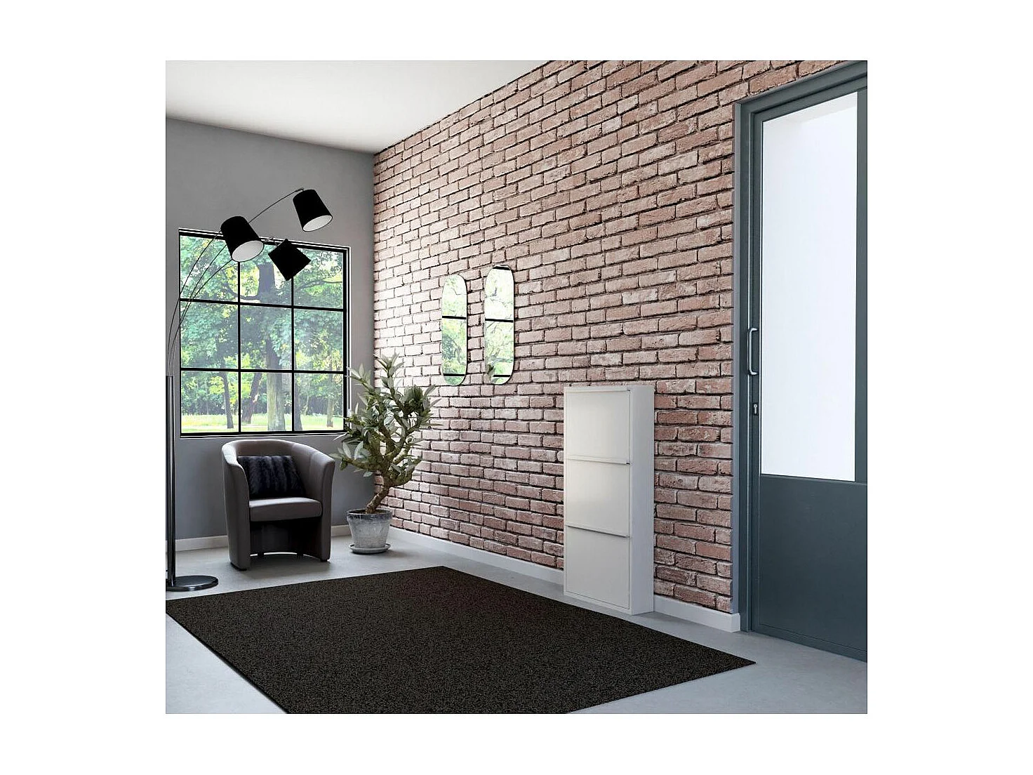 Meuble range chaussures en acier 3 abattants Brice