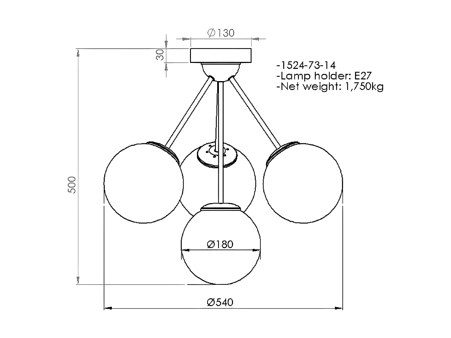 Plafondlamp Potenza - Goud - 54x54x50 cm - EPIKASA