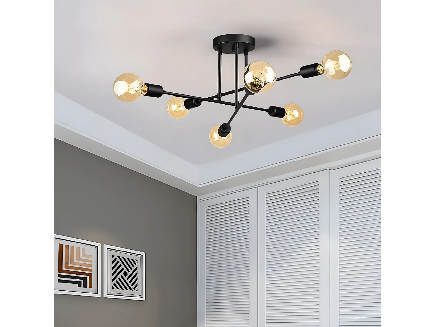 Plafonnier Matera, Noir, 64x64x30 cm, EPIKASA