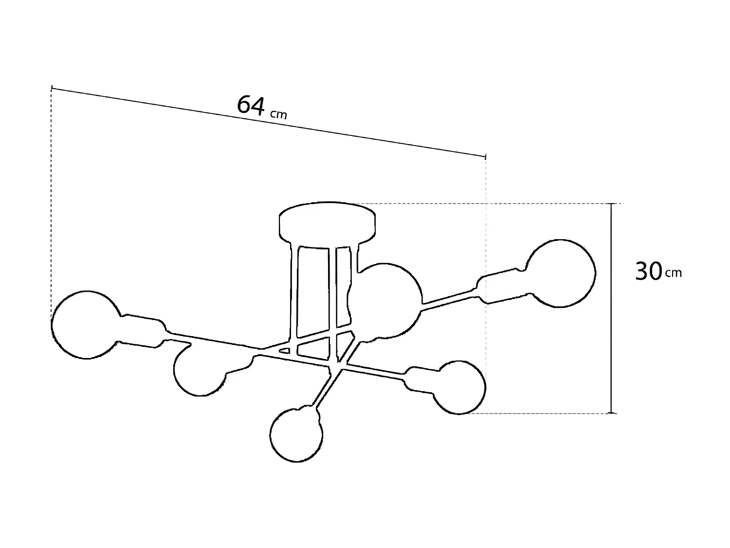Plafonnier Matera, Noir, 64x64x30 cm, EPIKASA