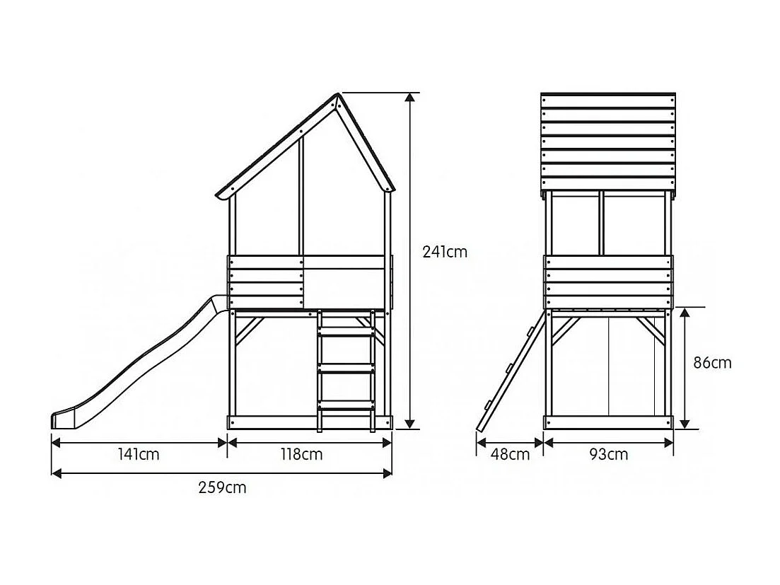 Cabane enfant sur pilotis avec bac à sable Lookout Sans glissière