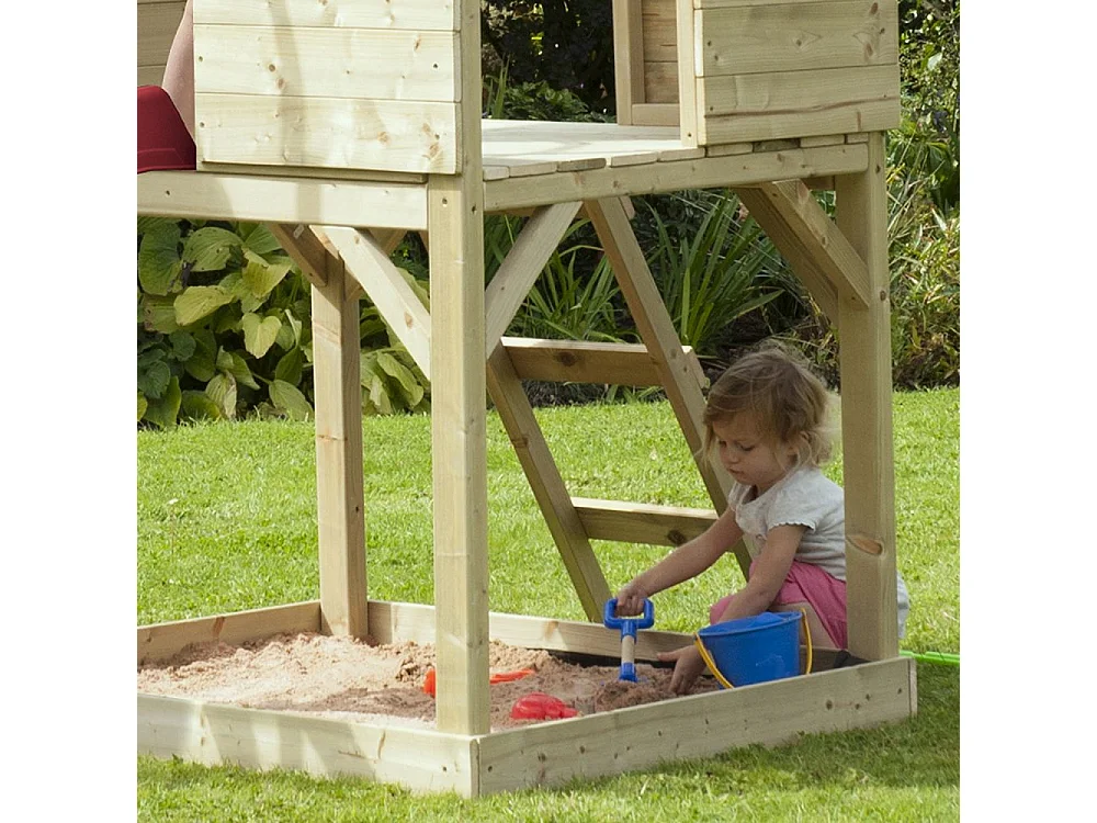 Cabane enfant sur pilotis avec bac à sable Lookout Sans glissière