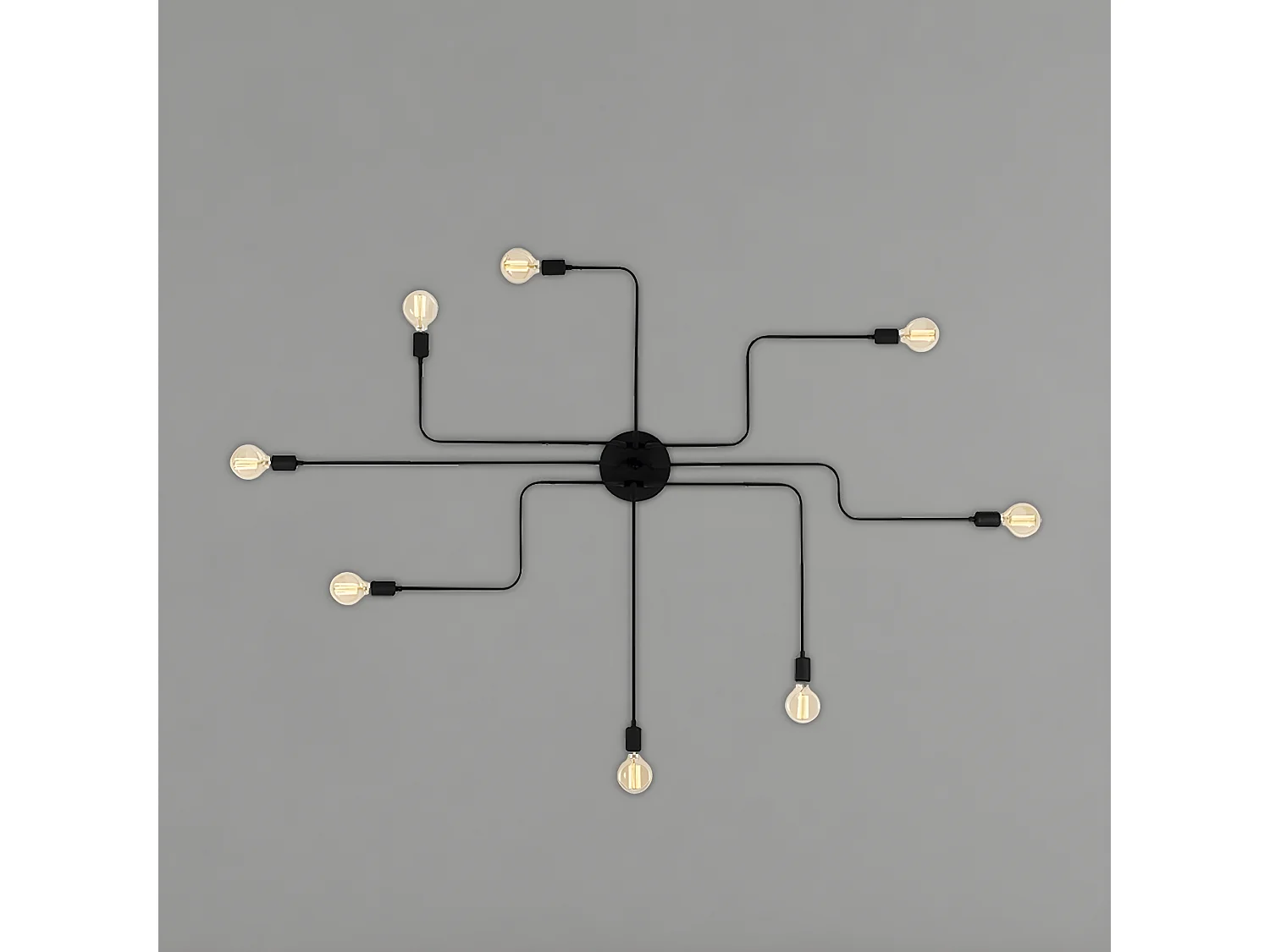 Plafonnier Trapani, Noir, 190x130x15 cm, EPIKASA