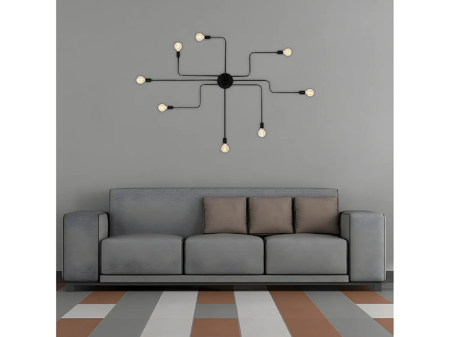 Plafonnier Trapani, Noir, 190x130x15 cm, EPIKASA