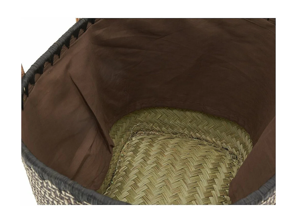 Sac en jonc teinté et anses en cuir Grand modèle