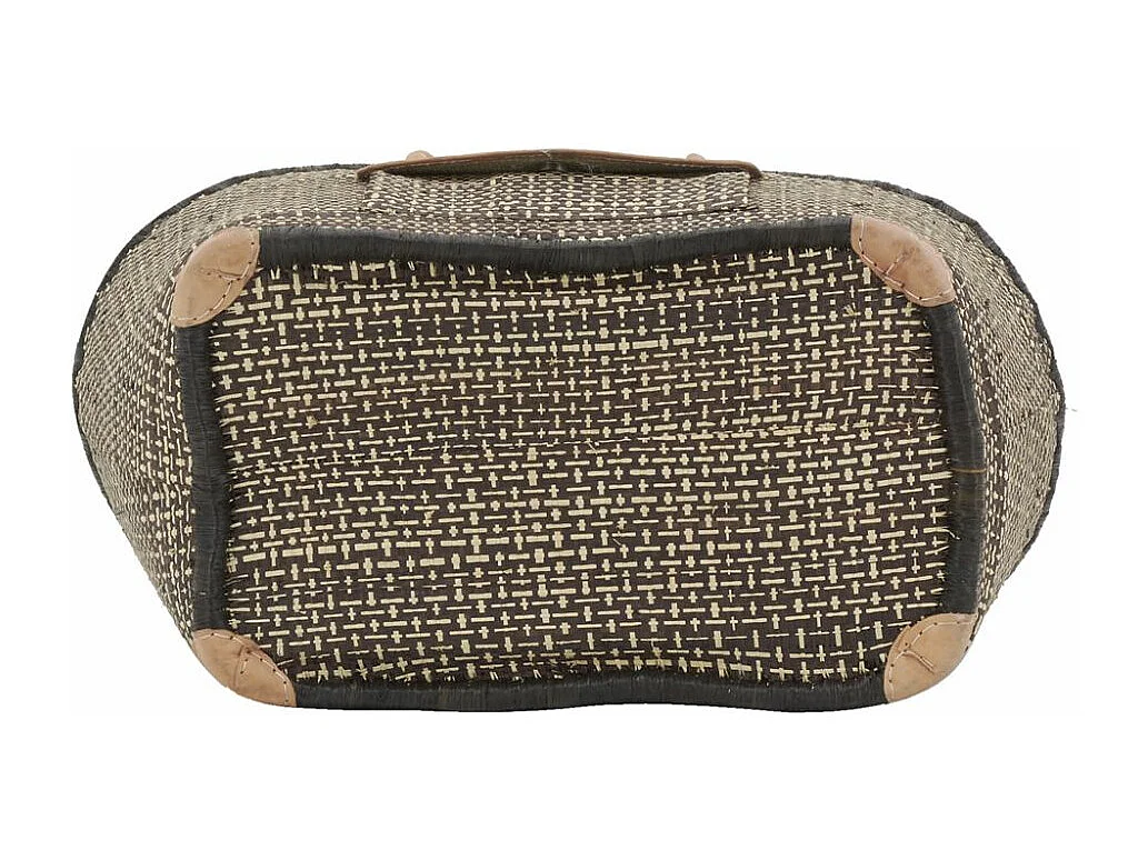 Sac en jonc teinté et anses en cuir Grand modèle