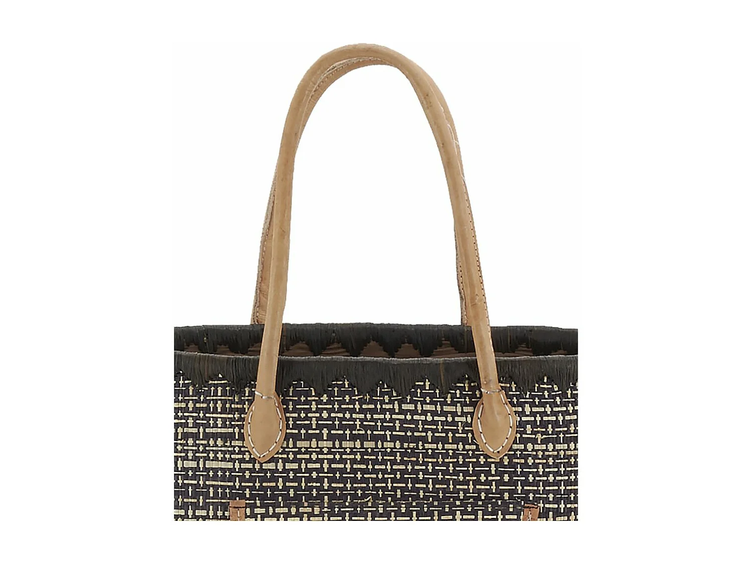 Sac en jonc teinté et anses en cuir Petit modèle