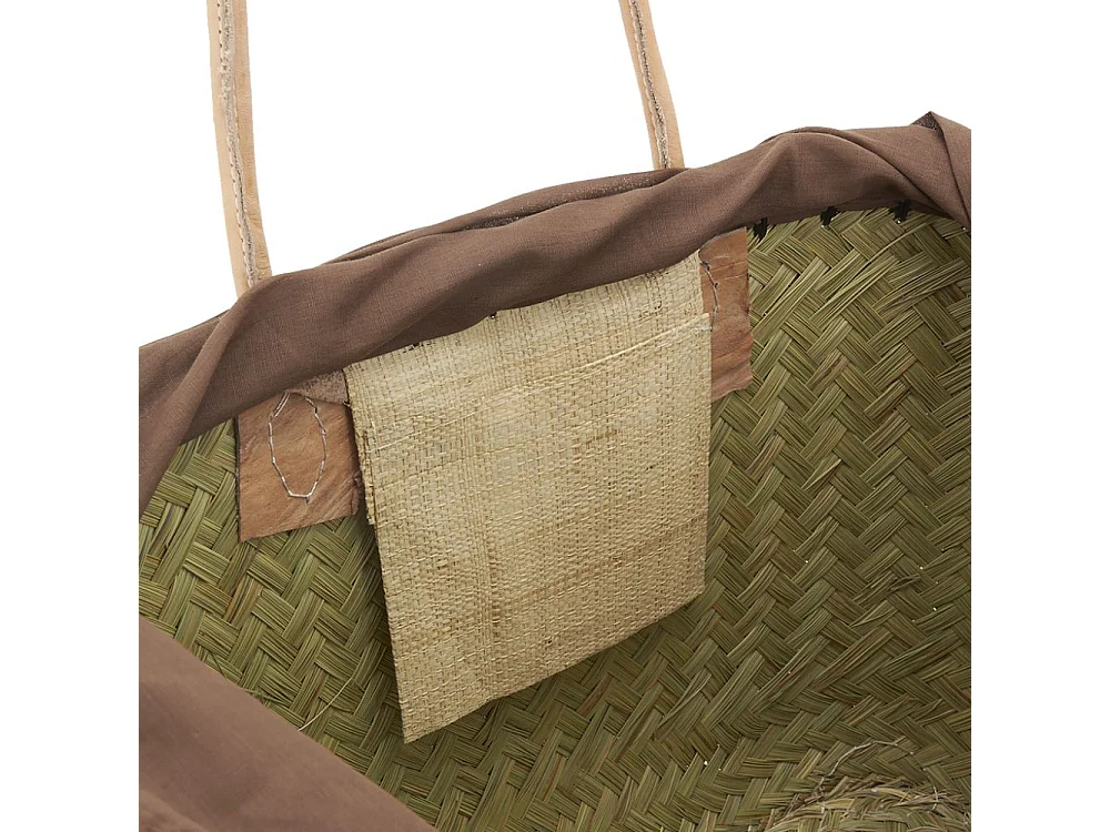 Sac en jonc teinté et anses en cuir Petit modèle