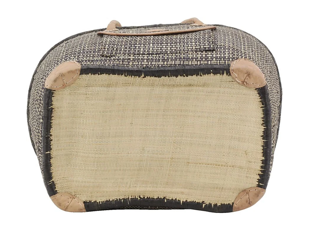 Sac en jonc teinté et anses en cuir Petit modèle