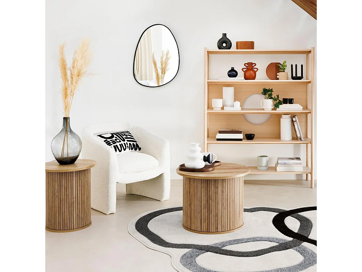 Table à café placage effet bois D 60 x H 45 cm