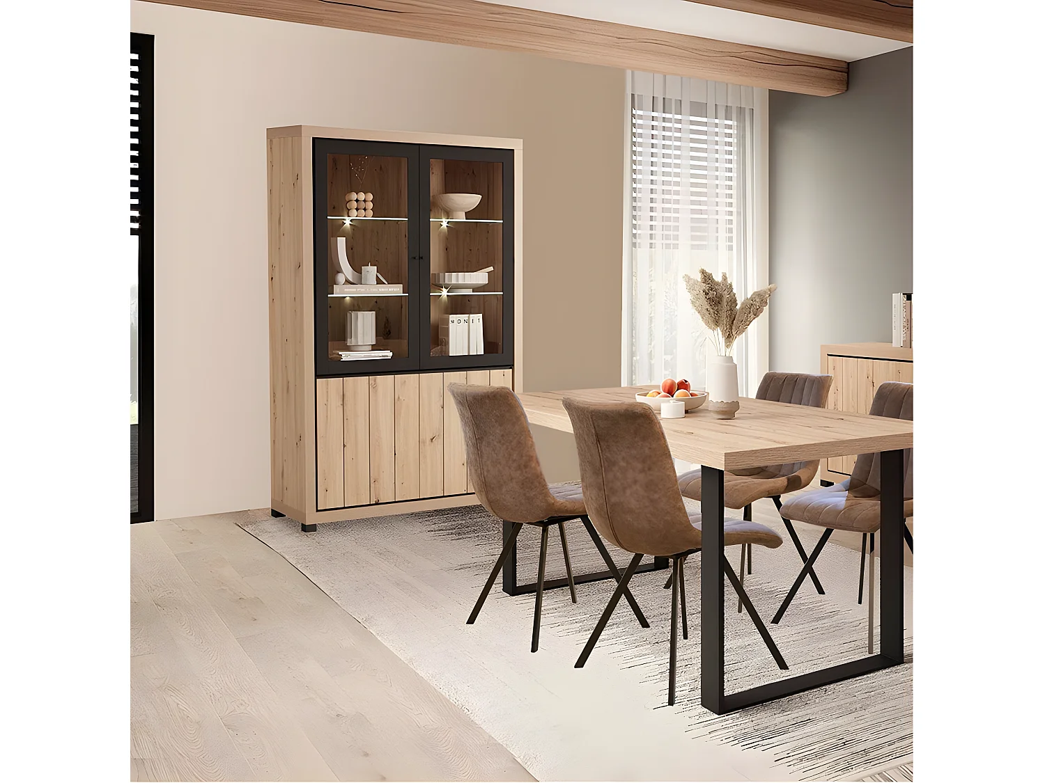 Vitrine 2 portes + 2 portes vitrées Dijon