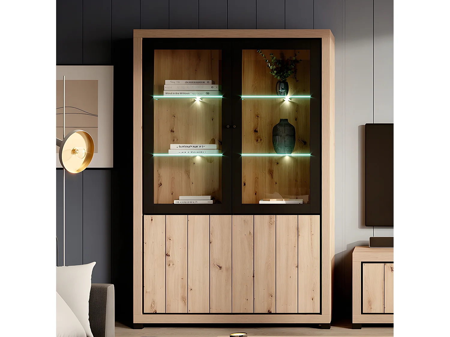 Vitrine 2 portes + 2 portes vitrées Dijon