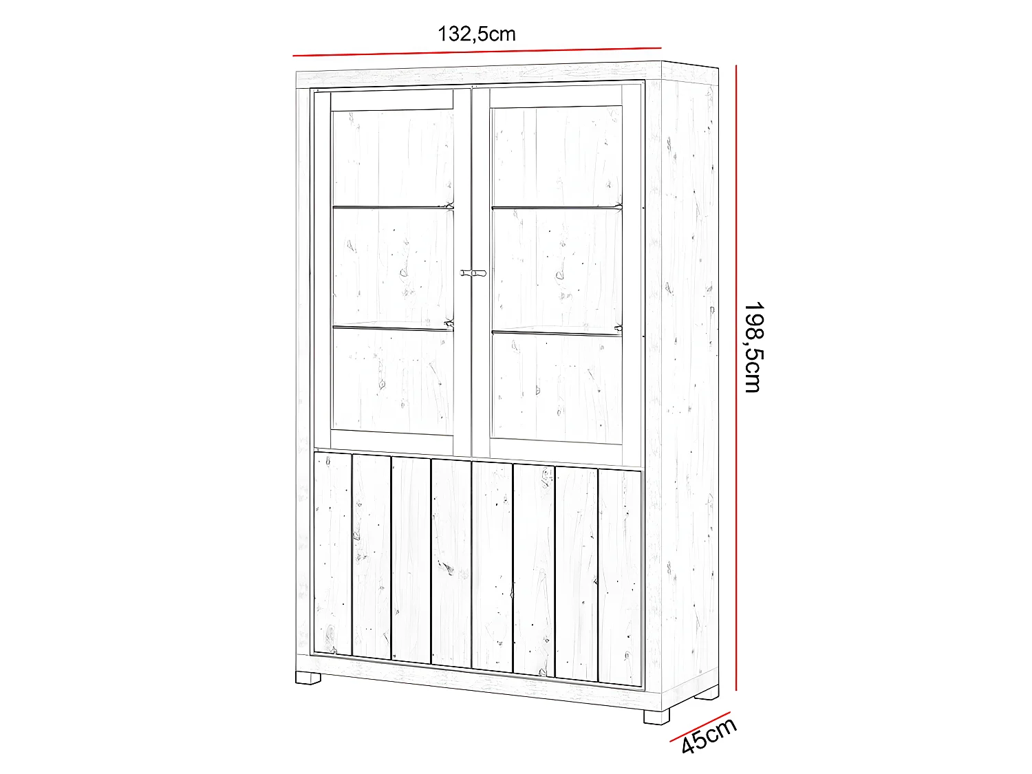 Vitrine 2 portes + 2 portes vitrées Dijon