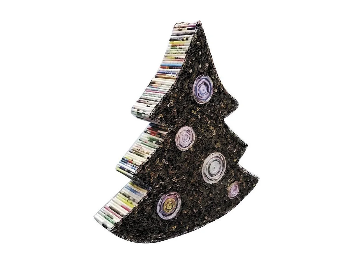 Sapin de Noël en papier recyclé – Déco originale et éthique 38 cm