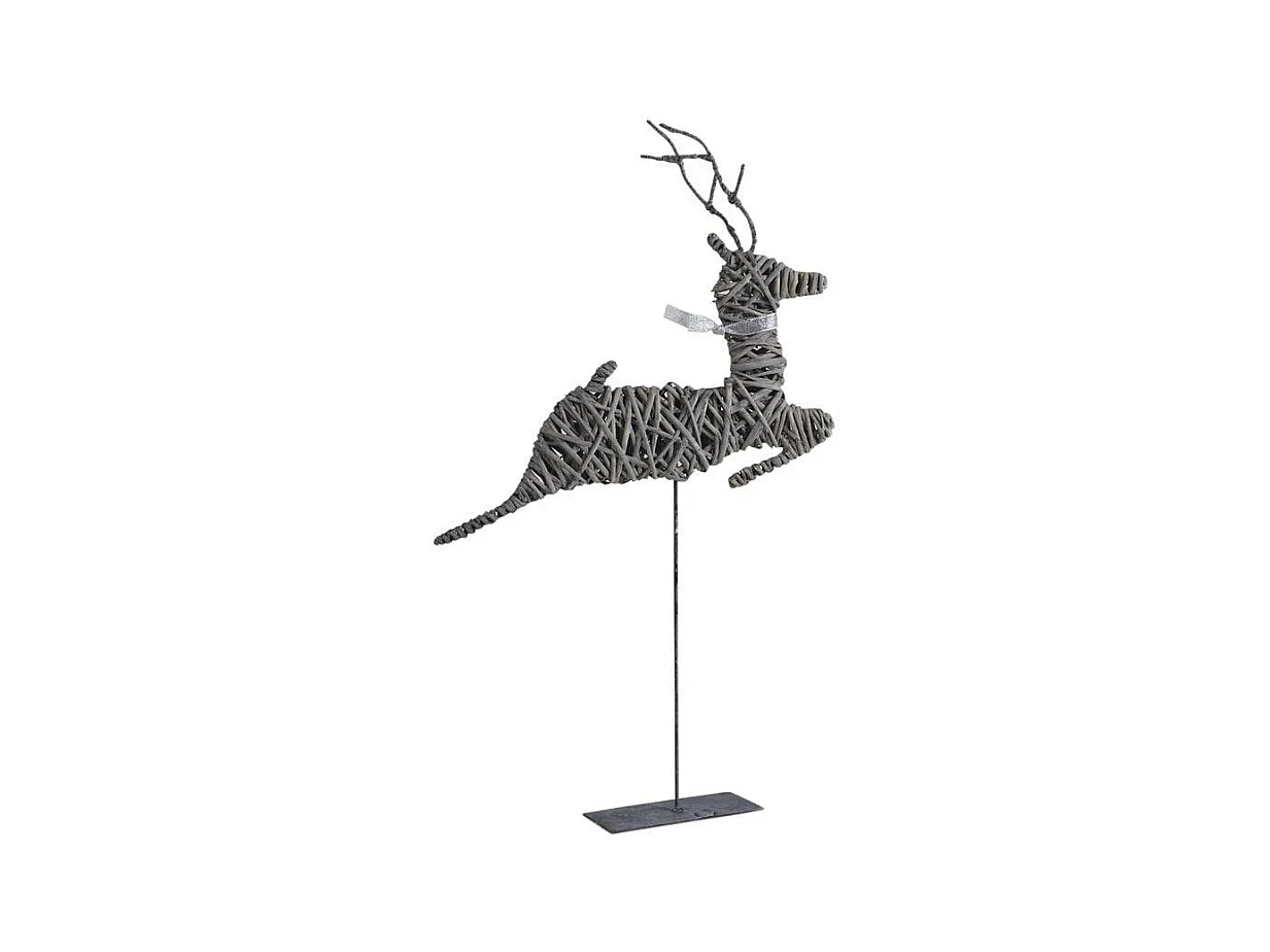 Cerf déco en osier sur socle