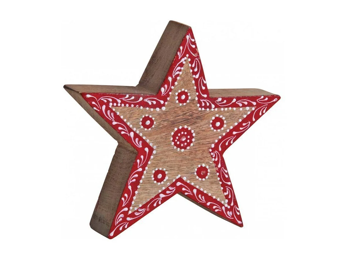 Étoile en manguier rouge et blanche