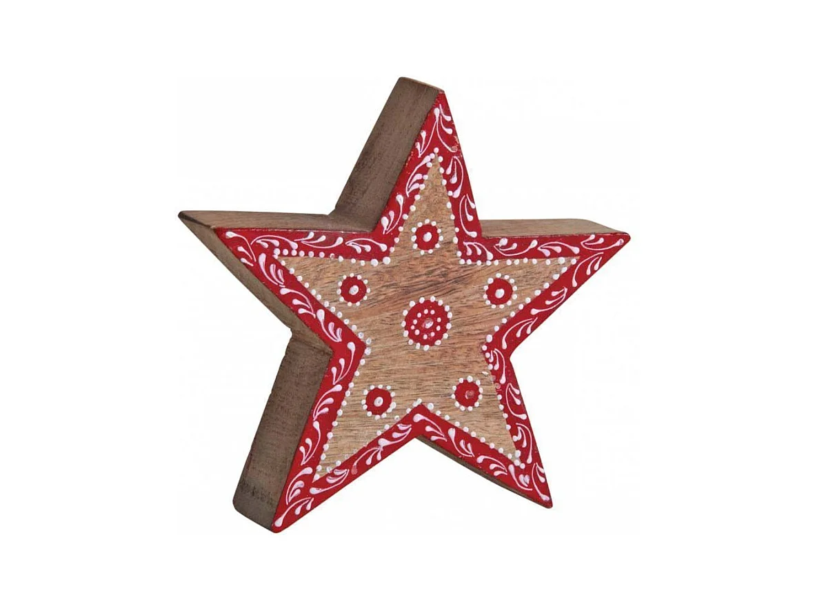 Étoile en manguier rouge et blanche