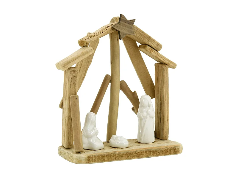 Crèche en bois et céramique