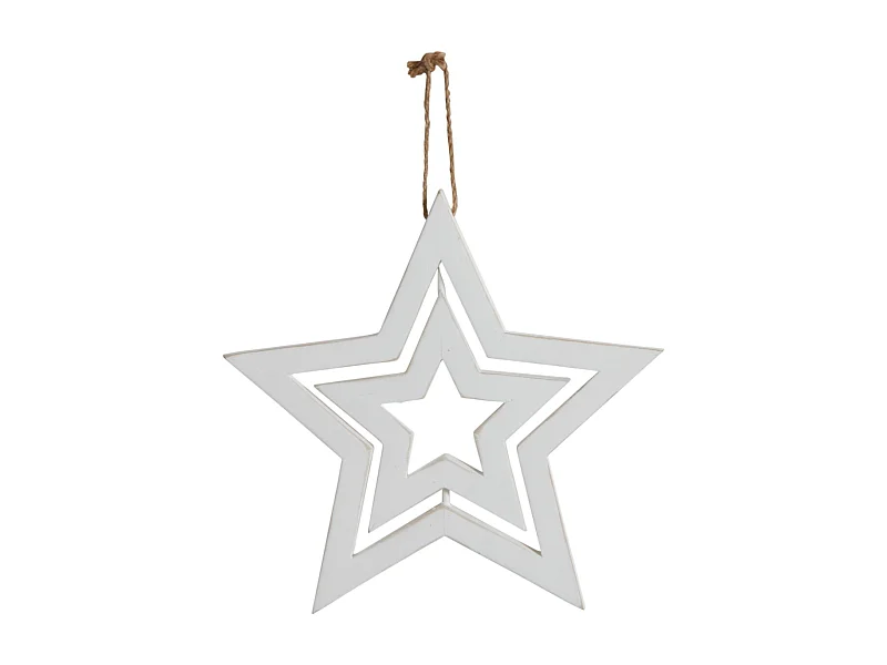 Etoile en bois blanc à suspendre Petit
