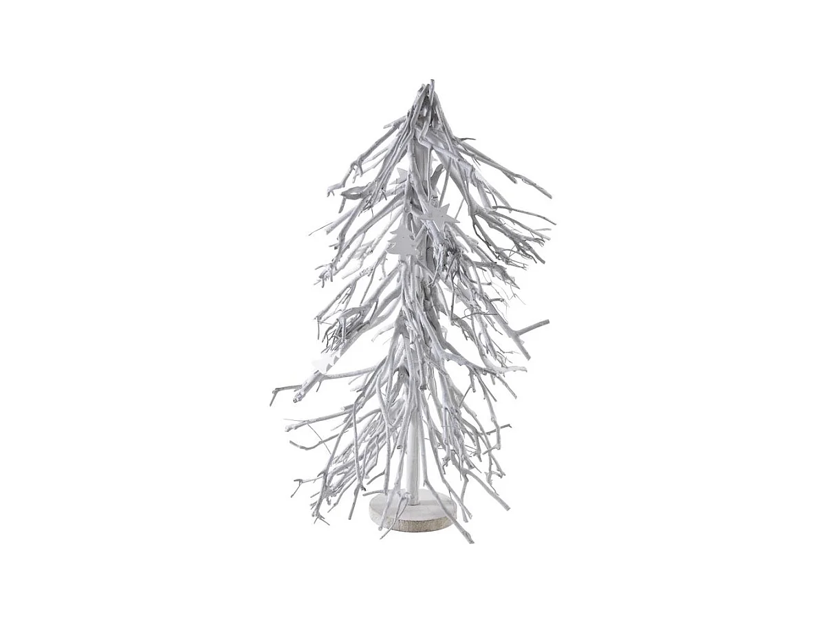 Sapin de Noël en bois patiné blanc
