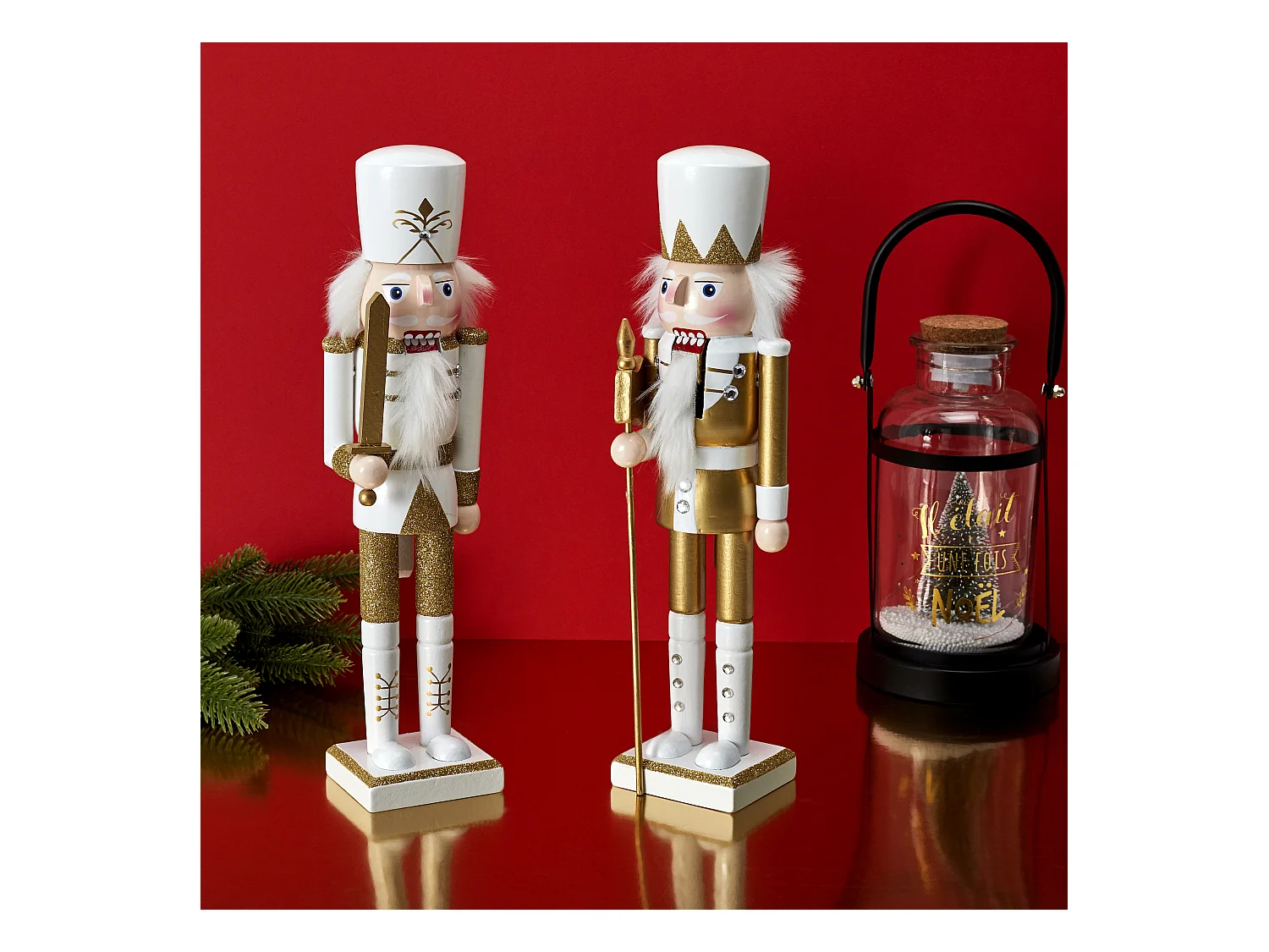 Set De 2 Figurines Casses Noisettes Blanc, Or