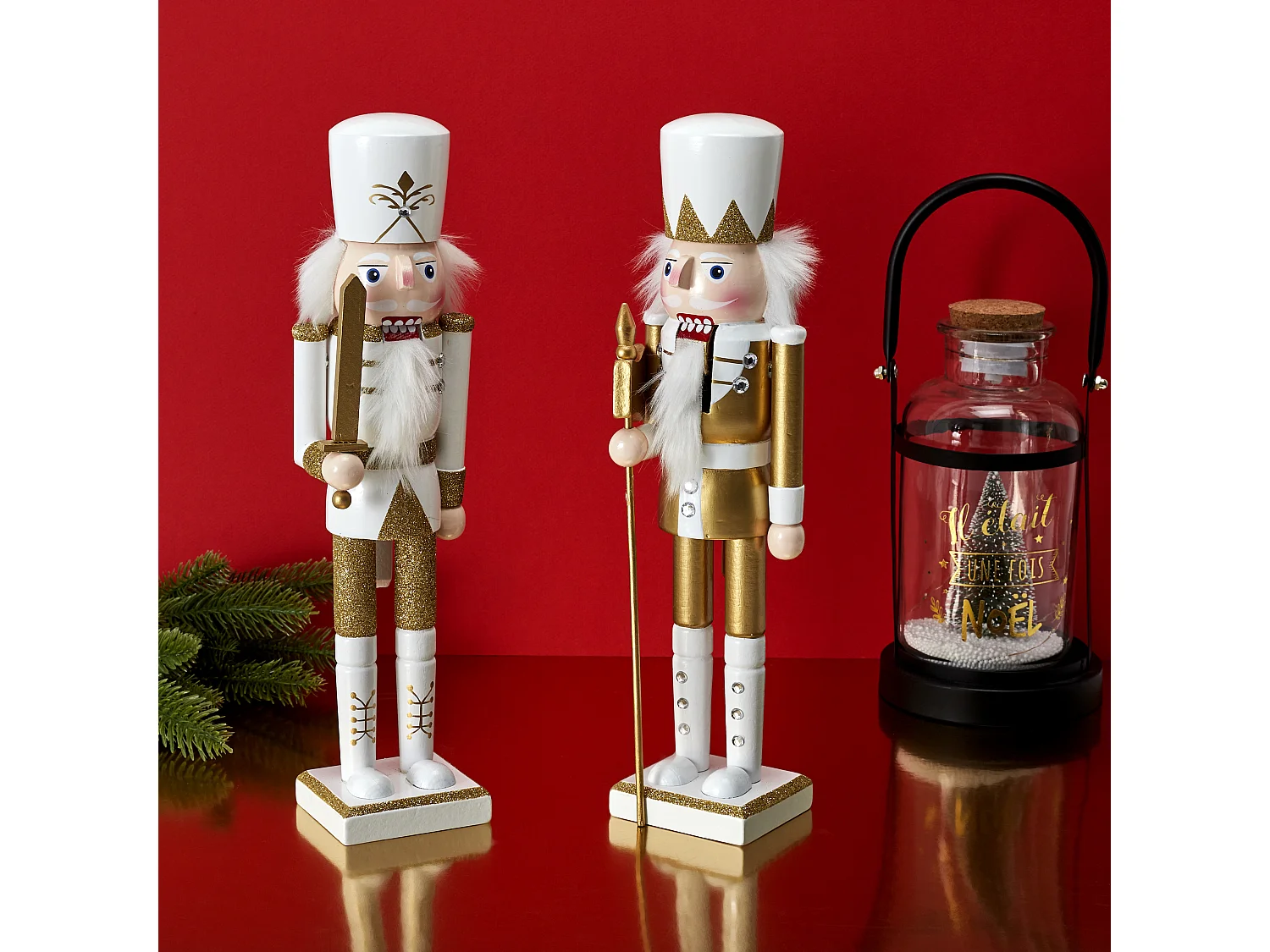 Set De 2 Figurines Casses Noisettes Blanc, Or