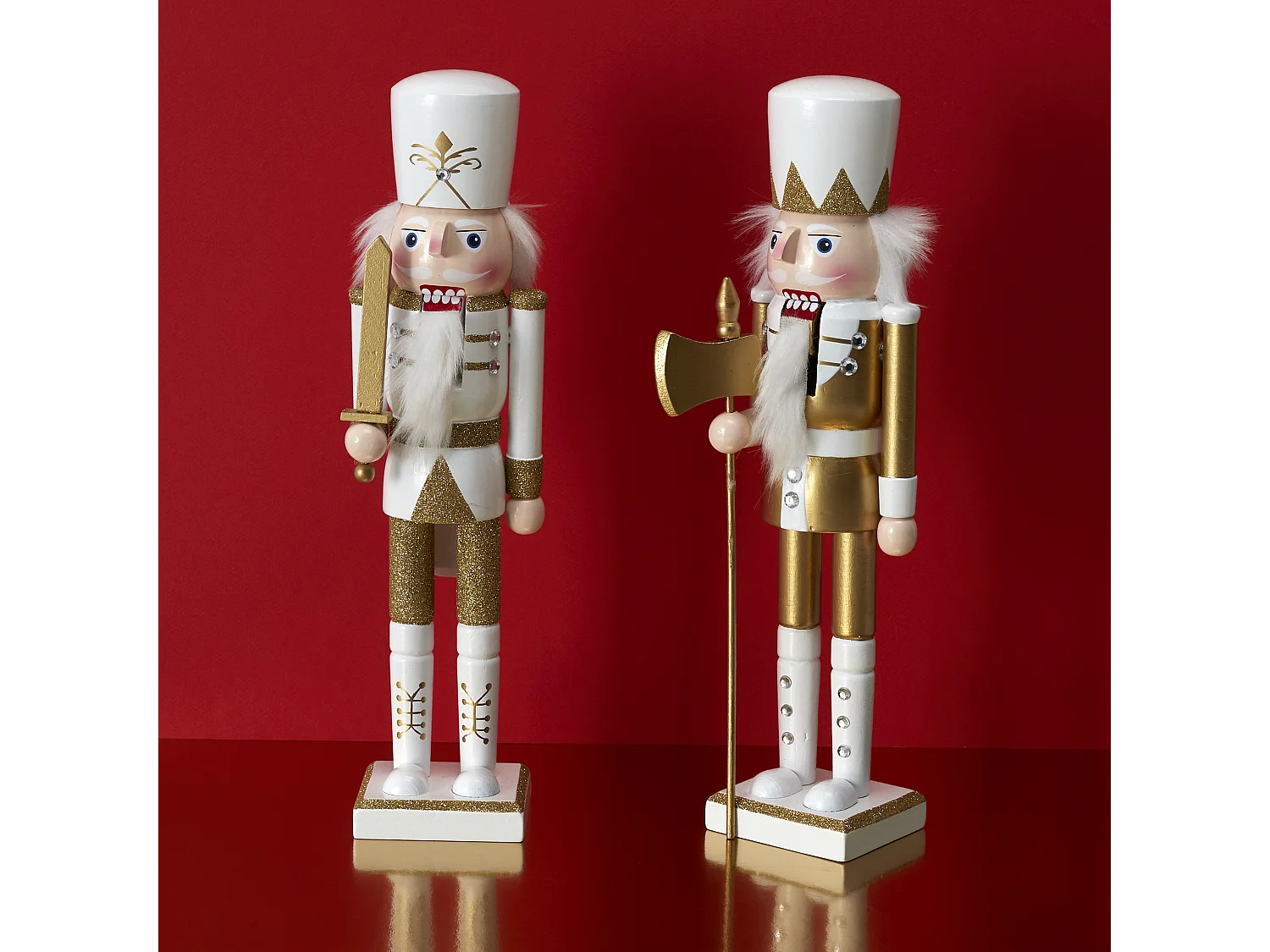 Set De 2 Figurines Casses Noisettes Blanc, Or