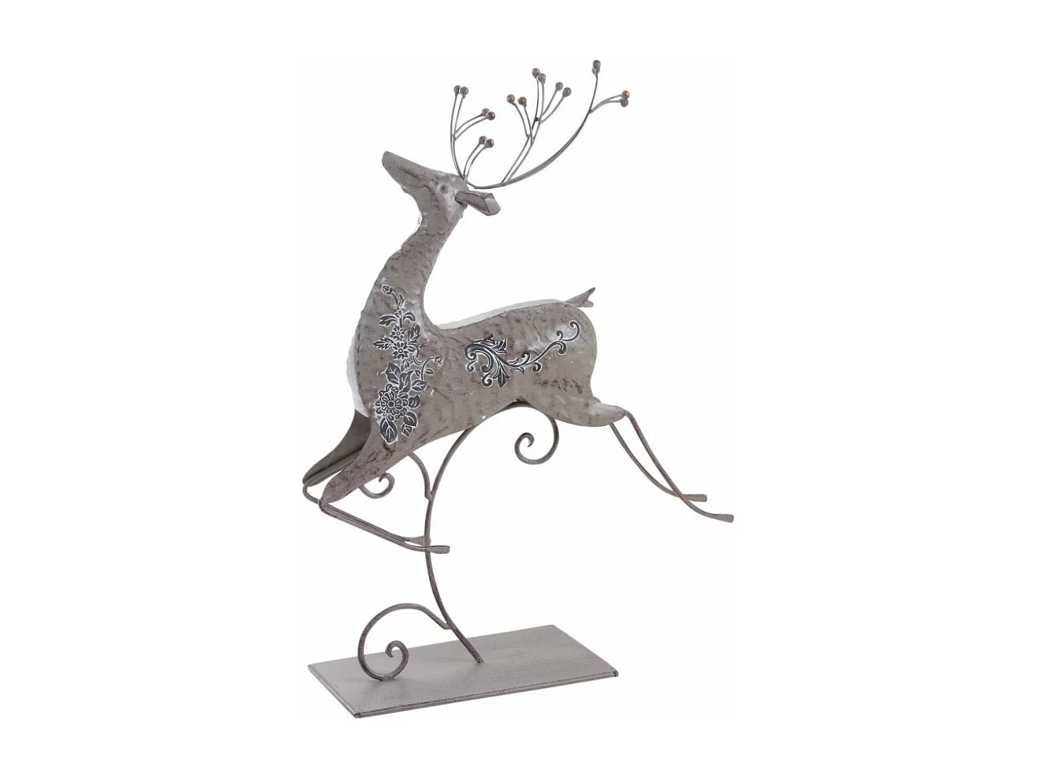 Série de 3 rennes de Noël sur pied en métal laqué gris – Décoration festive élégante