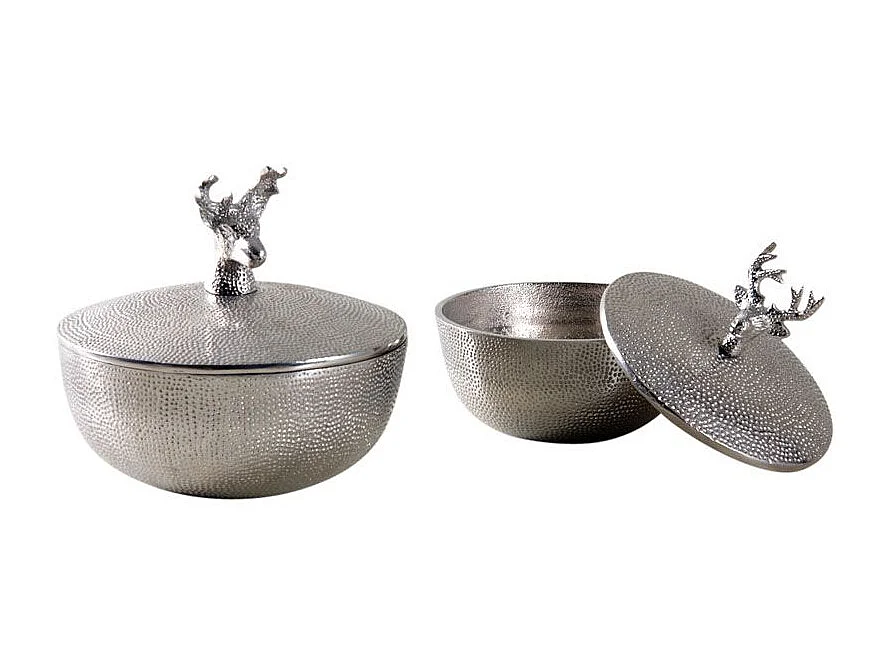 Boites rondes cerfs en aluminium (Lot de 2)